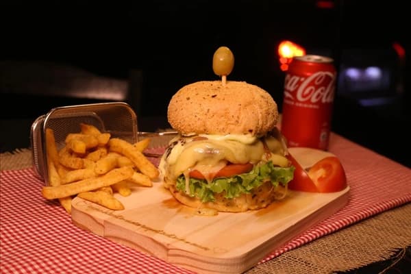 HAMBÚRGUER ONION + FRITAS.